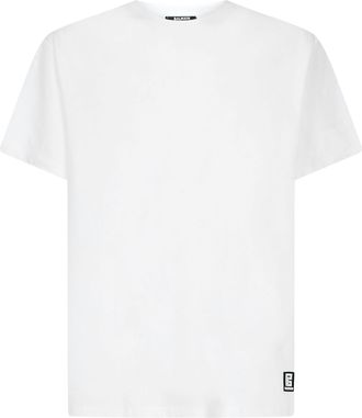 Balmain Mens Back Logo Printed T-Shirt in White Cotton - Size X-Small