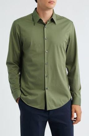 Theory Sylvain ND Structure Knit Button-Up Shirt in Orchard at Nordstrom Rack, Size Xx-Large