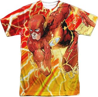 Gildan Justice League of America Lightning Dash Short Sleeve Adult Poly Crew Tee / T-Shirt