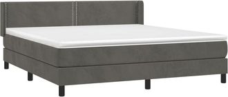 vidaXL Cama Box Spring Con Colch&oacute;n Terciopelo Gris Oscuro 160x200 Cm Vidaxl