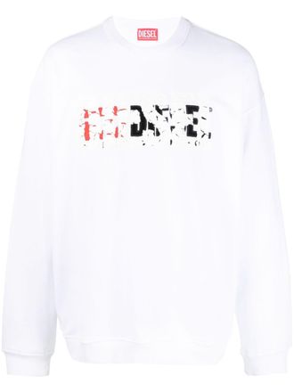 Diesel Sweater met logoprint - Wit