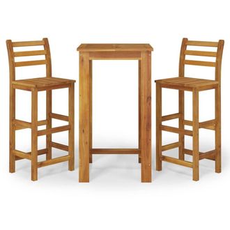 Berkfield Home 3 Piece Garden Bar Set Solid Wood Acacia in Brown