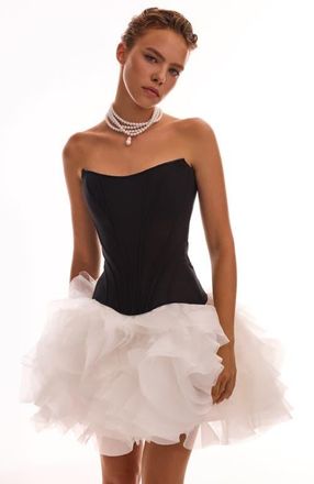 Milla Fitted Boat Neck Low-Waist Structured Black Corset for Cocktail Events at Nordstrom, Size 10