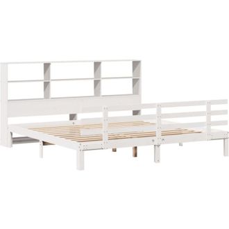 vidaXL Bookcase Bed without Mattress White 180x200 cm Super King Solid Wood Pine Vidaxl