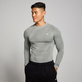 MyProtein Camiseta de manga larga sin costuras con estampado gr&aacute;fico de pilares Tempo para hombre de MP - Gris tormenta - XXL