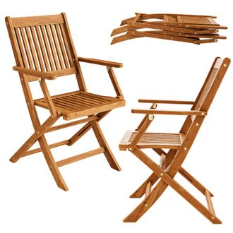 Deuba Sedie Da Giardino Set Di 2 Sydney Pieghevoli In Legno Di Acacia Con Braccioli Certificazione Fsc Patio Sedie Da Pranzo Terrazza Balcone