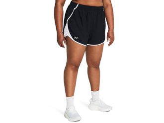 Under Armour Plus Size Fly By Shorts Womens Shorts Black/White/Reflective : 1X, Polyester