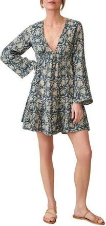 Faherty Dune Oceana Floral Long Sleeve Babydoll Dress in Tranquil Tides Print at Nordstrom Rack, Size Xx-Small
