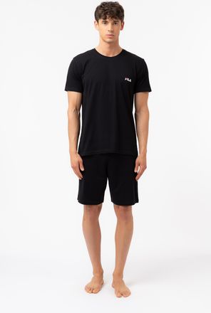 Fila Schlafanzug FILA MAN JERSEY PYJAMAS, Herren, Gr. XXL, schwarz, Jersey, Obermaterial: 100% Baumwolle, bequem kurz, Rundhals, Homewear-Sets Schlafanzug,