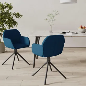 vidaXL Vidaxl - Sillas De Comedor Giratorias 2 Uds Terciopelo Azul