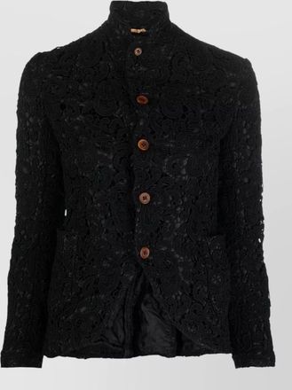 Comme Comme floral-embroidered single-breasted jacket