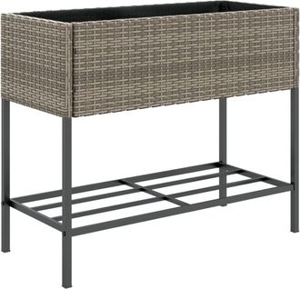 vidaXL Vidaxl Jardinera Con Estante Rat&aacute;n Sint&eacute;tico Gris