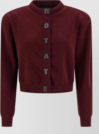 Rotate cashmere blend firm knit cropped crew neck long sleeve cardigan