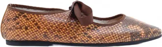 Intentionally blank Womens Valley Snake Embossed Leather Ballet Flats In Brown
