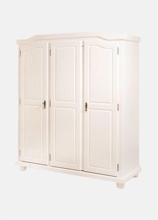 Dmora Dmora Armoire &Agrave; Trois Portes Battantes Avec &Eacute;tag&egrave;res Internes En Pin Massif, Coloris Blanc, 150 X 180 X 56 Cm
