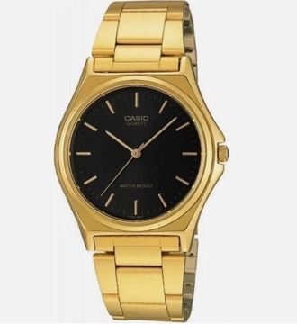 Casio Womens Black Dial Analog Watch with Gold Bracelet - LTP-1130N-1A