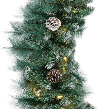 Best Choice Products 9ft Pre-Lit Pre-Decorated Garland w/ PVC Branch Tips, 50 Lights, Pine Cones, Berries