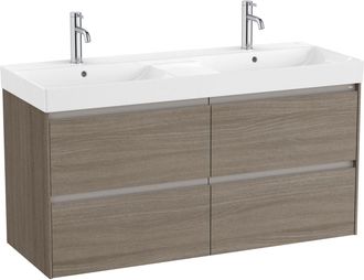 Roca Roca - Pack Unik Mueble De 4 Cajones + Lavabo Doble Ona Color: Olmo Oscuro