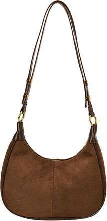 Generic Women Frosted PU Hobo Shoulder Bag Solid Color Saddle Bag for Travel Work(Brown) (Brown)