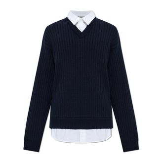 Balenciaga Katoenen trui met overhemddetails - Heren - Truien - Blauw - Maat: XL Katoen