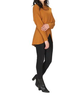 Papillon Cowl Neck Crossover Front Sweater In Mustard