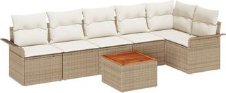 vidaXL Vidaxl - Garden Sofa Set with Cushion 7 pcs Beige, Cream 55 x 55 x 37 cm