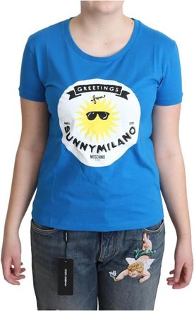Moschino Sunny Milano Print Tee - Dames - T-shirts - Blauw - S - Katoen - Tops