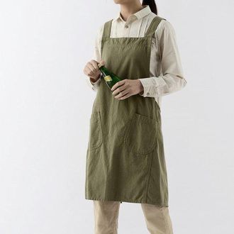 OEM Delantal 100% Algod&oacute;n - Elegante Y Sencillo - Delantal Con Tirantes Cruzados Para Usar En La Cocina - Verde