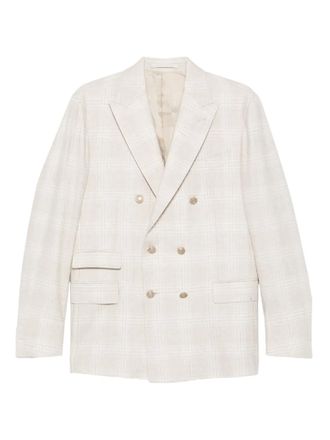 Eleventy checked double-breasted suit - men - Wool/Silk/Cashmere/Viscose - 52 - Neutrals