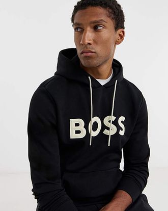 HUGO BOSS Graphic Logo Hoodie - Black