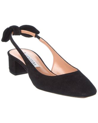 Aquazzura Very Bow Suede Slingback Pump