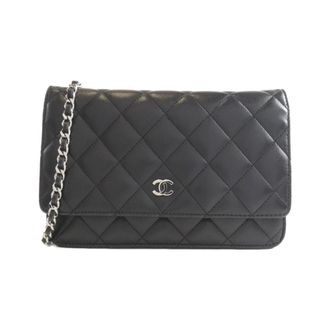 Chanel Black Leather Chain/Shoulder Wallet (Pre-Owned)