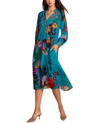 Johnny Was Ascension Luna Handkerchief Silk-Blend Midi Dress