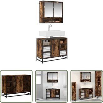 vidaXL Lavabo - Mobile Lavabo Bagno Rovere Fumo 60x30x60 cm Legno Multistrato