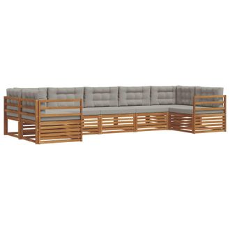 vidaXL Conjunto De Sof&aacute;s De Exterior 7 Uds. Gris Natural Y Claro Vidaxl