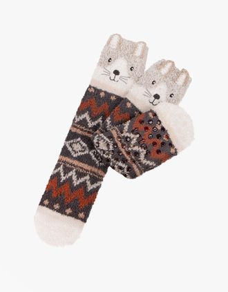 Totes Womens Totes Toasties NOVELTY SUPER SOFT SLIPPER SOCKS Womens Socks Cat - Multi