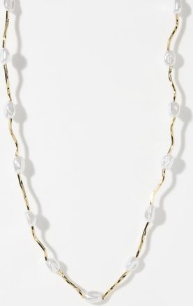 Simons Womens Wavy rod and pearl necklace