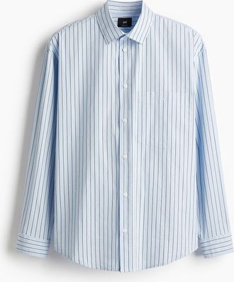 H&M Popelinehemd in Loose Fit - Blue
