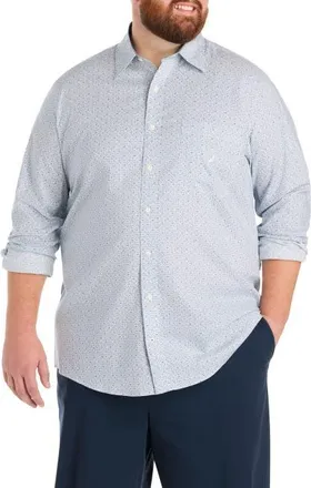 Nautica Big & Tall Geometric Print Sport Shirt in Sail White at Nordstrom, Size Xx-Large