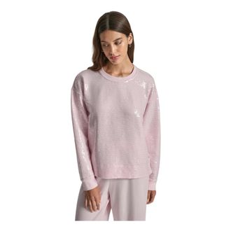 DKNY Dkny, Hoodies & sweatvesten, Dames, Roze, M, Katoen, Sequins Long Sleeve Sweatshirt