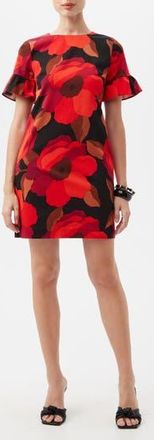 Trina Turk Darling Ruffle Sleeve Shift Dress in Red Multi at Nordstrom Rack, Size 0