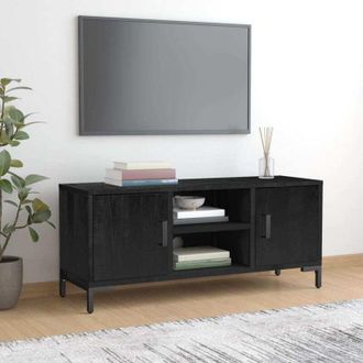 vidaXL Vidaxl - Mueble Para Tv Madera Maciza De Pino Negro 110x35x48 Cm