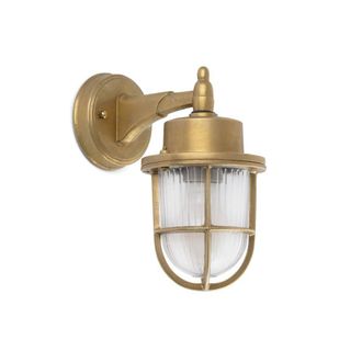 Netlighting Nahir 1 Light Outdoor Wall Lantern Brass IP44 E27 in Yellow