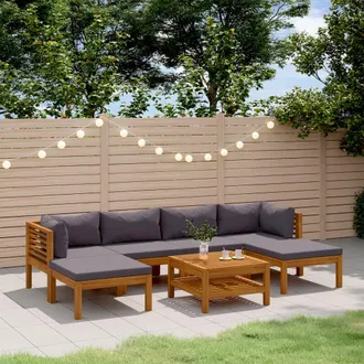 vidaXL Muebles De Jard&iacute;n 7 Pzas Cojines Madera Maciza De Acacia Vidaxl