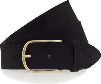 Mustang Lederg&uuml;rtel MUSTANG, Damen, Gr. 100, schwarz, Rindsleder, G&uuml;rtel Lederg&uuml;rtel, angerautes Leder, dezente Logopr&auml;gung, 3,5 cm breit