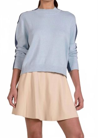Elan Colorblock Sweater Top In Light Teal