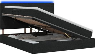 vidaXL Cama De Almacenamiento Led Con Colch&oacute;n Negro 140 X 190 Cm Tela Vidaxl