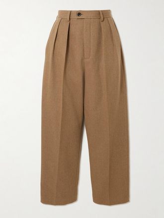 Loro Piana Pantaloni A Gamba Affusolata In Twill Di Lana Rain System Con Pinces Rodger - Marrone