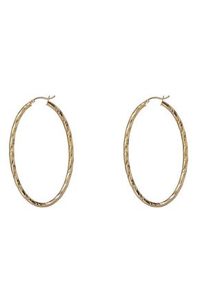 Argento Vivo Textured Oval Hoop Earrings in Gold at Nordstrom