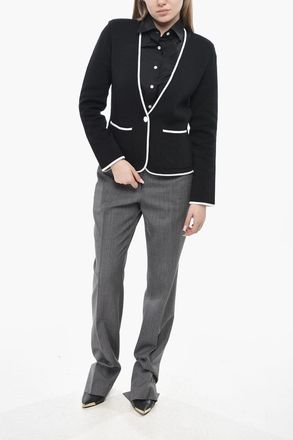 Thom Browne Cardigan in Lana Vergine con Bordi a Contrasto Thom Browne